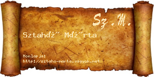 Sztahó Márta névjegykártya